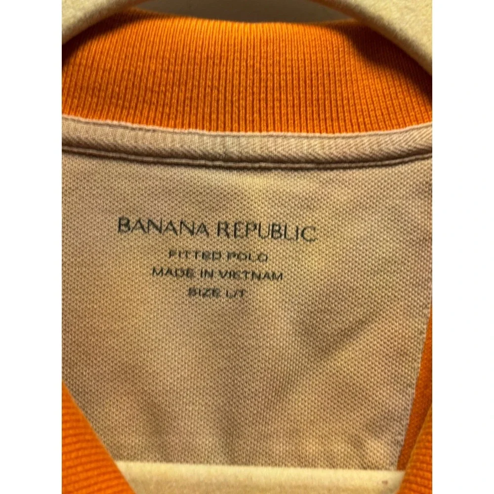 Banana Republic Fitted Polo Shirt Size L Fitted Orange Short Sleeve Cotton Mens